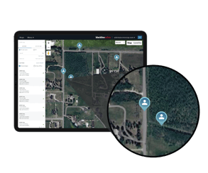 Blackline live-software die laat zien hoe dicht een andere werknemer zich bij de werknemer in nood bevindt