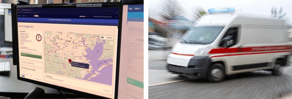 Het veiligheidscentrum van Blackline beschikte over realtime locatiegegevens en hielp de hulpdiensten sneller ter plaatse te komen.