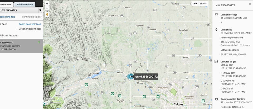 Blackline Live-kaartenpagina in het Frans