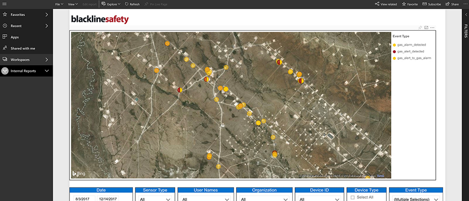 Een traditionele gasdetector is niet aangesloten en levert geen 'big data' voor analyse, zoals de draadloze G7-gasdetector van Blackline dat wel doet.